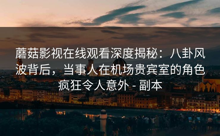 蘑菇影视在线观看深度揭秘：八卦风波背后，当事人在机场贵宾室的角色疯狂令人意外 - 副本