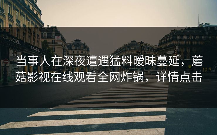 当事人在深夜遭遇猛料暧昧蔓延,蘑菇影视在线观看全网炸锅,详情点击