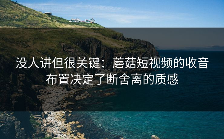 没人讲但很关键：蘑菇短视频的收音布置决定了断舍离的质感